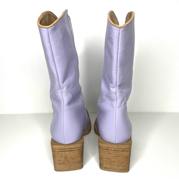 ELLE Cowboy Western Leather Boot Lavender Italy Sz 38 - Picture 3 of 13